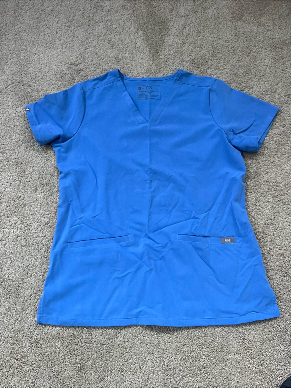 Figs Women's V-Neck Scrub Top in Ceil Blue